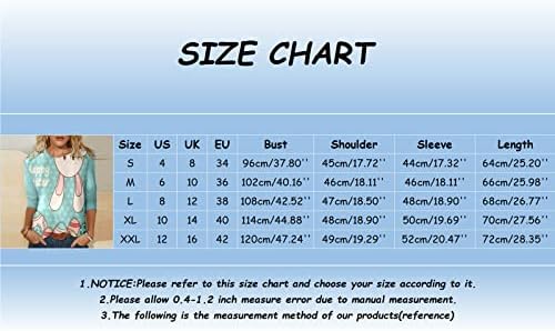 חולצות פסחא לנשים מזדמן 3/4 שרוול חמוד ארנב גרפי חולצת טוניקה טרנדי ווקאוט טוניקה