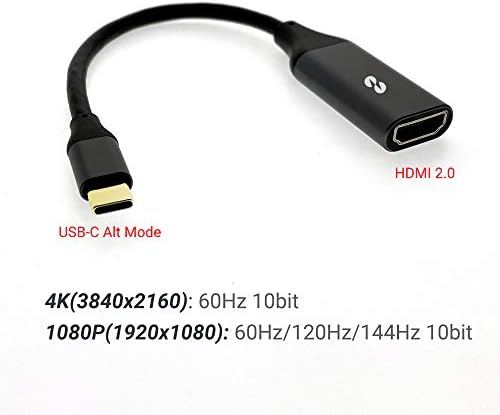 TDBT USB-C ל- HDMI 2.0 מתאם וידאו, תומך בצג HDMI של 4K 60Hz, Thunderbolt 3 זכר לממיר נקבה HDMI,