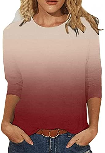 חולצות שרוול ארוך של Aodong לנשים, חולצות וחולצות טוניקה מזדמנת אופנתית עליונה משקל קל משקל 3/4 שרוול צווארון