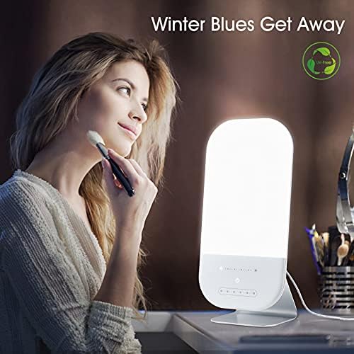 מנורת טיפול קל, LED LED טיפול לבן בהיר אור - UV בחינם 10000 לוקס, 6 רמות בהירות, תפקוד טיימר, בקרת מגע,