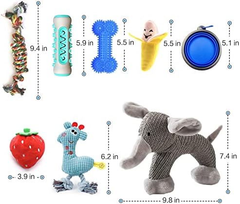 ערכת צעצועים מרובים של כלבים מרובים, צעצועים לעיסה של כלבים לגורים, צעצועים עמידים לניקוי שיניים ועיסות, צעצוע