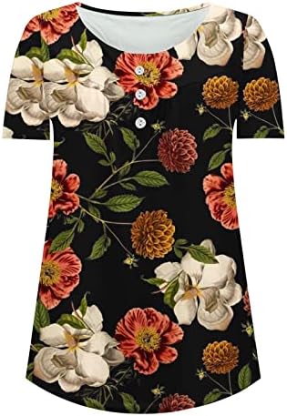 כפתור נשים נלהבות מטה טוניקה טוניקה 2023 שרוול קצר בקיץ V צוואר חולצות זורמות רופפות חולצות ללבוש עם