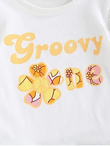 SDGHG תינוקת גרובית תלבושות יום הולדת אחד אביב תלבושות קיץ פרוע רומפר + מכנסי התלקחות פרחים + סט