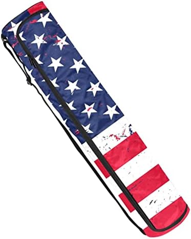 תיק מזרן יוגה, גראנג ' דגל אמריקאי תרגיל פטריוטי מנשא מזרן יוגה עם רוכסן מלא תיק נשיאה עם רצועה מתכווננת לנשים