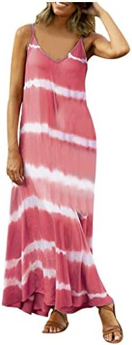 איקה נשים ספגטי רצועה ללא שרוולים עניבה צבע פסים צווארון מקסי שמלות בתוספת גודל שמש שמלה