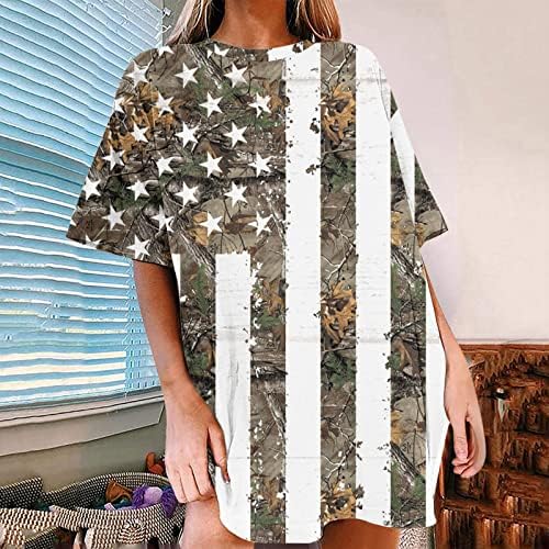 בתוספת גודל נשים גרפי טי חולצות נשים אביב קיץ עצמאות ימים מודפס קצר נשים ללא שרוולים חולצות