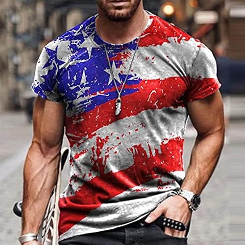 חולצת טריקו דגל אמריקאית גברים קיץ קיץ שרוול קצר מזדמן הדפסים גרפיים