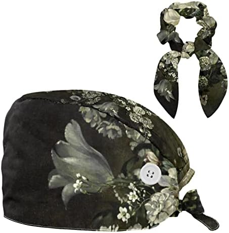 כובע כירורגי של נשים וגברים עם שיער קשת חמניות חמניות פרחים פרחים צהובים כובע עבודה בגודל אחד