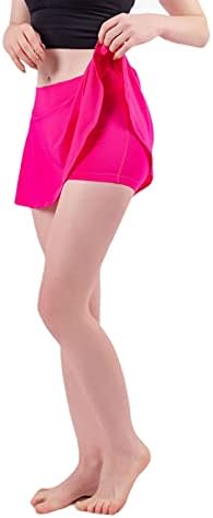 חצאיות המותניים הגבוהות המותניים עם מכנסיים קצרים נשים זורמות גולף זורמות 2 ב -1 מחלקי יוגה מחליקים