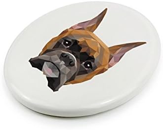 בוקסר, לוח קרמיקה מצבה עם תמונה של כלב, גיאומטרי