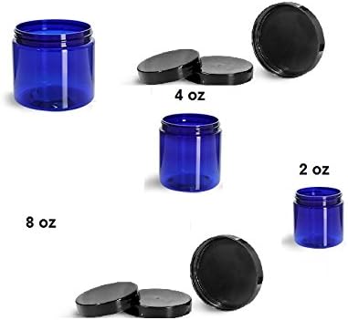 כמות 30-8 עוז מיכל פלסטיק כחול כובע שחור