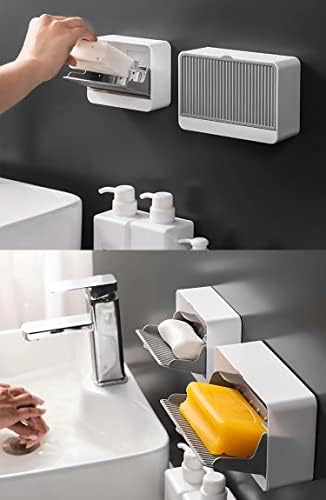 2 מארז אבק הוכחה סבון מחזיק עבור מקלחת קיר, דבק קיר רכוב בר סבון צלחת, לא-תרגיל פלסטיק סבון