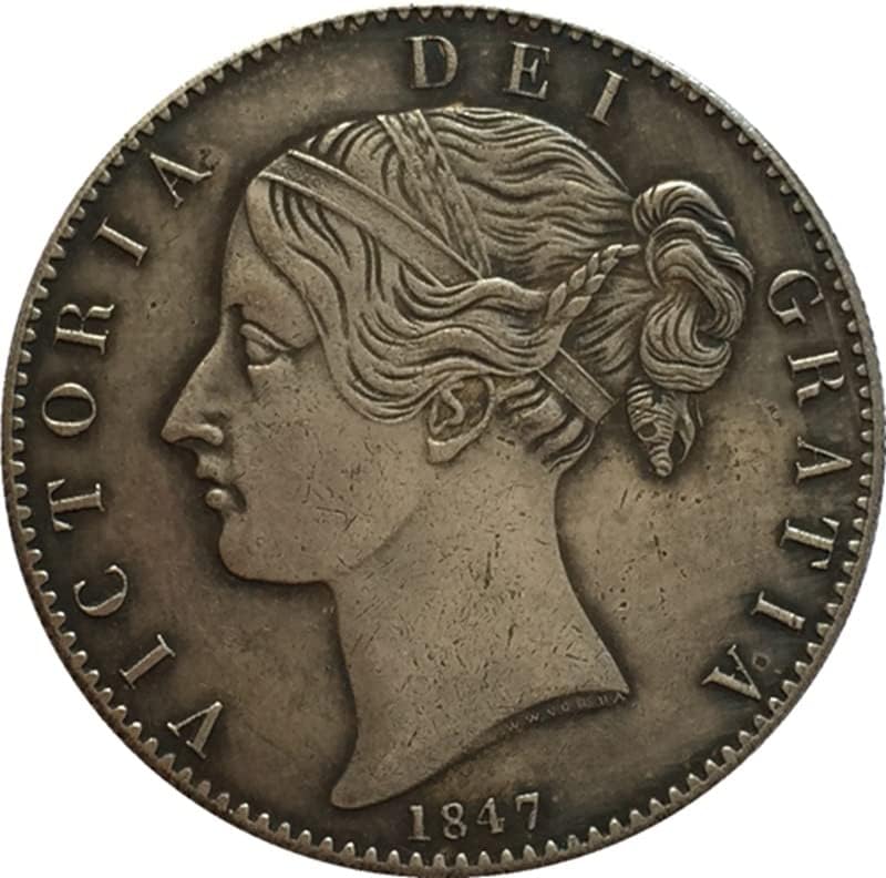 4 תאריכים שונים ויקטוריאני בריטי טהור נחושת מטבעות מצופה מכסף מטבעות עתיקות דולר כסף