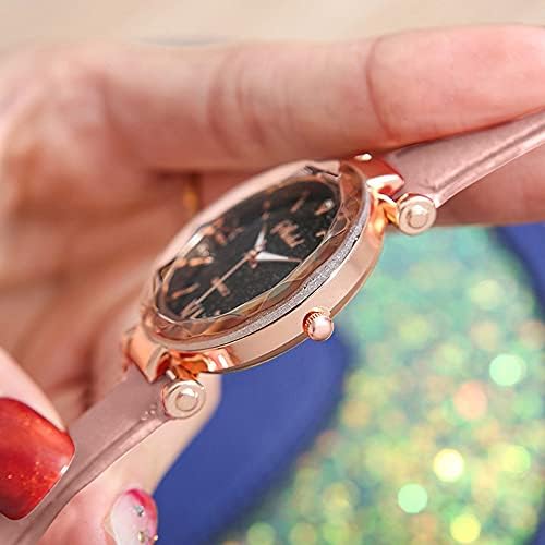 גואנגמינג-1 חתיכה נשים שעונים גבירותיי שמי זרועי הכוכבים עור מפוצל רצועת קוורץ יד שעונים מתאים לאישה בנות