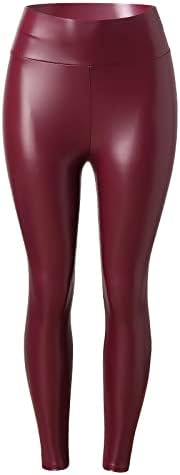 נשים של מכנסי קז ' ואל עם כיסי מכנסיים עור דמוי עור חותלות פו למתוח גבוהה נשים מותן בתוספת גודל