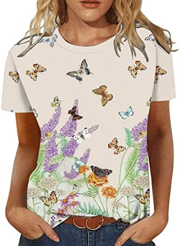 חולצה קרוואק לנשים בקיץ סתיו סתיו קצר שרוול פרפר גרפי רגוע כושר חולצות טקס חולצות T Ladies 2023