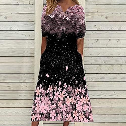 שמלות קוקטייל של נוקמופו כפתור מזדמן בצבע אחיד מודפס שמלת שרוול קצרה רופפת קטנה