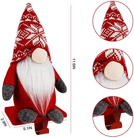 JueGoal 2 חבילה מחזיקי גרב גנום לחג המולד, מתלי עמדת גרבי חג המולד של מנטל, גנום קטיפה תלויים