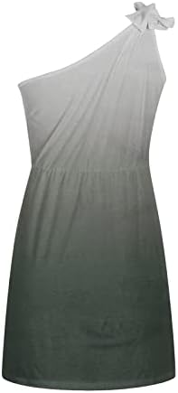 אחת כתף קיץ שמלות לנשים הדפסת מותניים עניבת מיני שמלת הטיה צווארון בגובה הברך בוהו שמלה רופף מזדמן