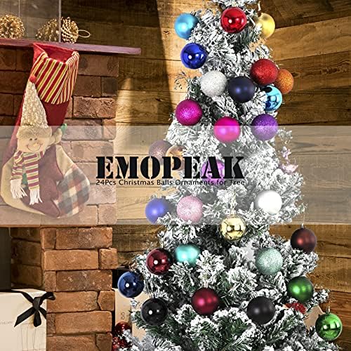 Emopeak 24 PCS כדורי חג המולד קישוטים לעץ חג המולד של חג המולד - קישוטים לעץ חג המולד עמיד בפני עצם כדור לקישוט
