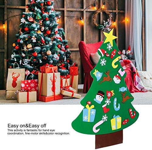 סט עץ חג המולד הרגיש DIY, 27 יחידות קישוטים ניתנים לניתוק, קישוטים לעץ חג המולד תלויים בקיר לילד שנה חדשה