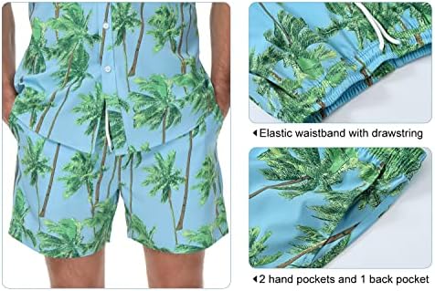 TBMPOY Mens Flower חולצות בהוואי ומכנסיים קצרים כפתור מזדמן למטה חולצות שרוול קצר תלבושות חוף קיץ קיץ