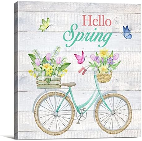 מדינה שלום אביב אופניים קנה אופניים קיר הדפס קיר קיר אופניים אופניים עם פרחים שלט קפיץ ציור פוסטר לוחית