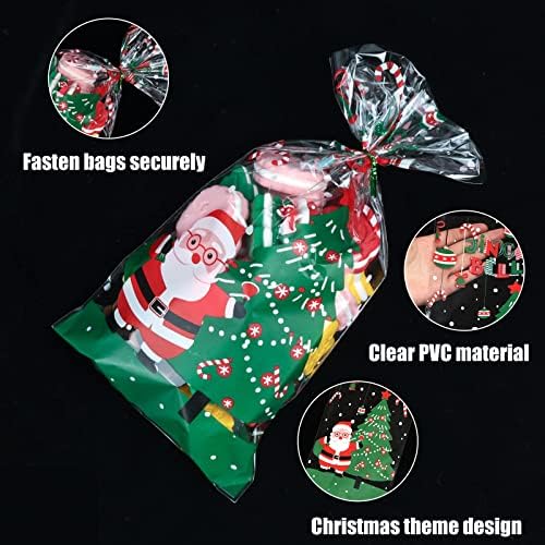 שקיות צלופן חג המולד מורטו 168 יחידות שקיות פינוק ממתקים עם 180 יחידות קשרי טוויסט 8 סגנונות שונים
