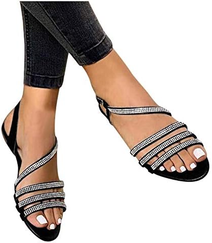 סנדלי נשים מקרית קיץ, נשים של רצועות שטוח סנדלי אבזם רצועת סנדלי קיץ חוף סנדלי נעליים
