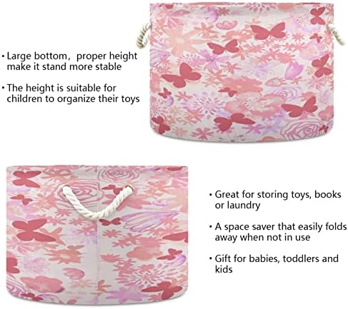 קיגאי כותנה סל פרחי פרחים פרפר סל אחסון גדול לצעצועים סלסול כביסה לתינוקות למשתלה, ארון, חדר
