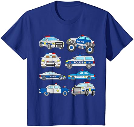 משטרת כלי רכב לילדים גברים נשים שוטר מכוניות בני פעוט חולצה