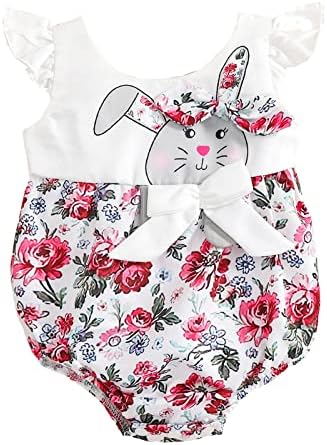 פעוט בנות רומפר חמוד באני פסחא הדפסת רומפר חמוד ארנב פרע שרוולים תינוק בנות חמוד בגדי ילדה בגדים