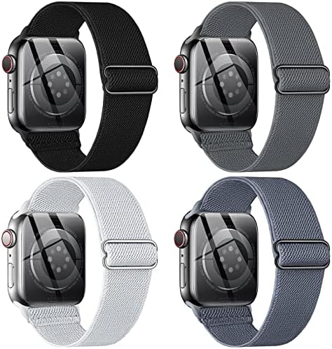 CTYBB 4 חבילה להקות ניילון נמתחות תואמות ל- Apple Watch 40 ממ 38 ממ 44 ממ 45 ממ 42 ממ 41 ממ,