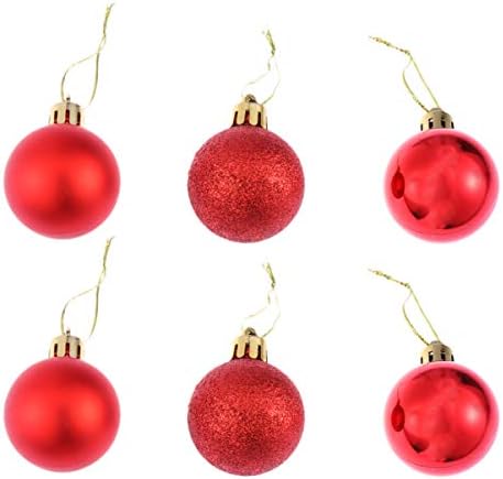 קישוט חג המולד של קיסאנג ' ל 24 יחידות קישוטי חג המולד כדורי תלייה קטנים ציפוי לקישוטי עץ חג המולד (אדום