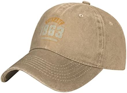 וינטג '1963 כובע קאובוי לגברים כובע קאובוי מתכוונן כובעי מתנה ליום הולדת 60 לנשים כובעי שמש נושמים
