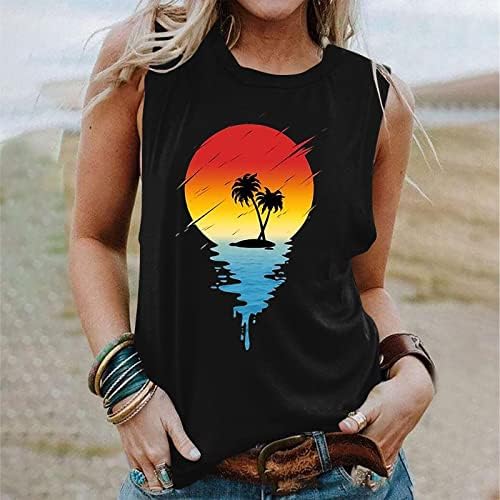 דקל עץ חולצה טרופי חוף גופיות לנשים 2023 קיץ מזדמן אפוד כושר רופף קומפי רך חולצה טנקים למעלה טיז