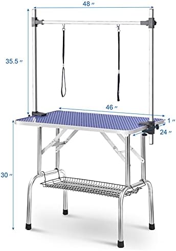שולחן טיפוח לחיות מחמד של זגונג, שולחן טיפוח לחיות מחמד לכלבים מתקפל בגודל 46 אינץ', שולחן טיפוח נייד מתכוונן