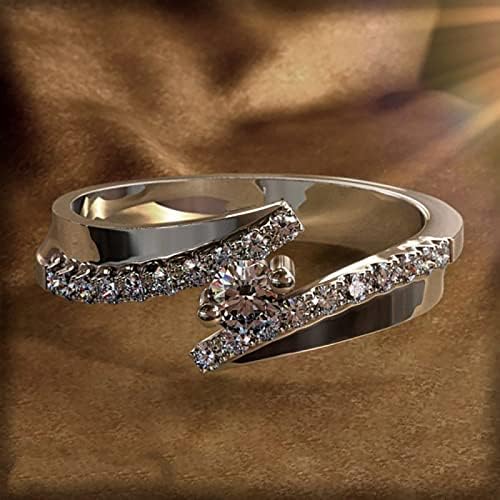 אירוסין עגול לחתוך זירקונים נשים חתונה טבעות תכשיטי טבעות לאישה מלא יהלומי גבירותיי טבעת יהלומי טבעת
