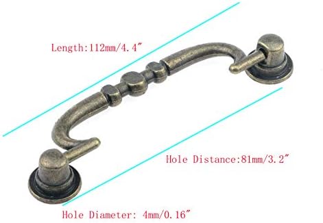 Semetall 10 חבילה 4.4 אינץ 'ידיות מגירות שידה וינטג', משיכות מגירת מתכת לארונות מטבח ומגירת ריהוט עץ