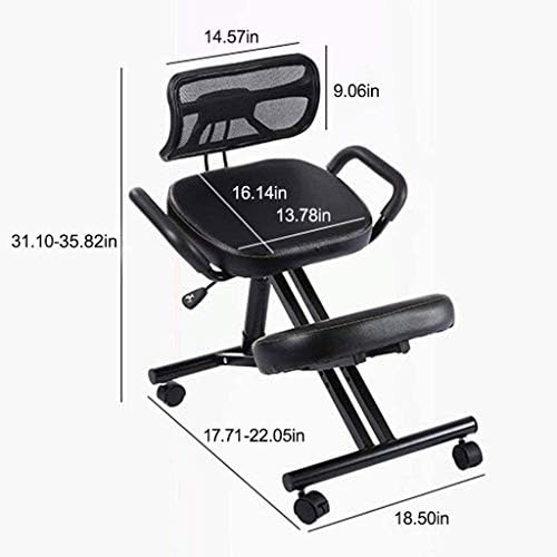 משענת כריעה כיסא ארגונומי מסתובב שחור מחשב כיסא עד זרועות עם תמיכה המותני כיסא