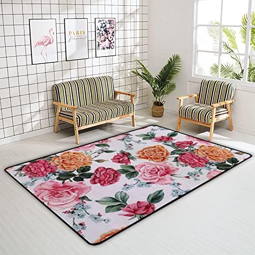 זוחל שטיח מקורה משחק מחצלת צבעי מים פרחים אדומים לסלון חדר שינה חינוכי חינוך חינוכי שטיח שטיח 80x58 אינץ '