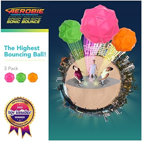 Aerobie Sonic Bounce Ball, כדורים קופצניים דוקרניים לילדים וילדים צעצועים, משחקי חוץ ומסיבות ליום הולדת