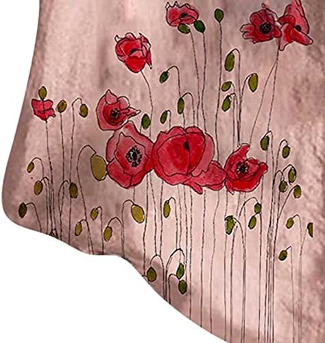 טייז פשתן כותנה לנשים צמרות שרוול קצר של שרוול פרחוני הדפס פרחוני חולצות טוניקה רופפות נוחות פלוס