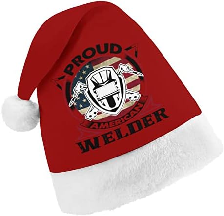 גאה אמריקאי רתך קטיפה חג המולד כובע שובב ונחמד סנטה כובעי עם קטיפה ברים ונוחות אוניית חג המולד קישוט