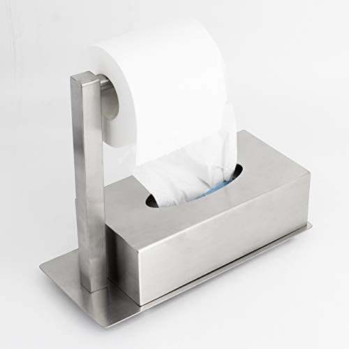 כיסוי קופסת רקמות מלבנית של Kimzcn עם מחזיק נייר טואלט - כיסוי פנים נייר נירוסטה מסוגנן, מחזיק תיבת רקמות