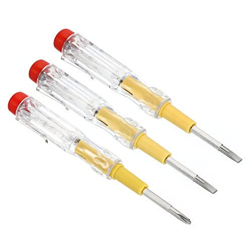 בודק מתח מתח פטיקיל AC 150-500V מגע גלאי חשמלי גלאי חשמלי מחורץ עט בודק מברג עם קליפ צינור ניאון, צהוב ברור, 2