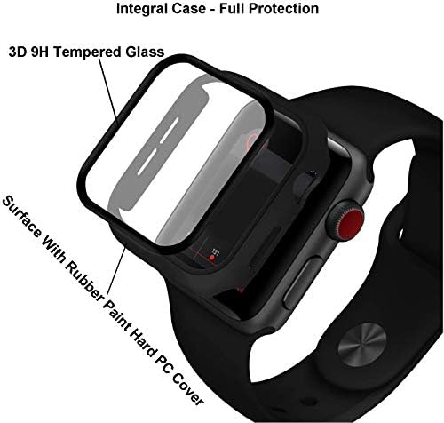 מארז Kpyja 2-חבילות תואם למגן מסך Apple Watch 44 ממ, מחשב קשה מחשב מזכוכית מחוסמת מזג סך הכל מגן על כיסוי
