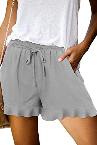 רק לנשים נשים מזדמנים מותניים אלסטיים מכנסיים קצרים בקיץ פרע שולי עם מכנסיים בכיס אור 3XL