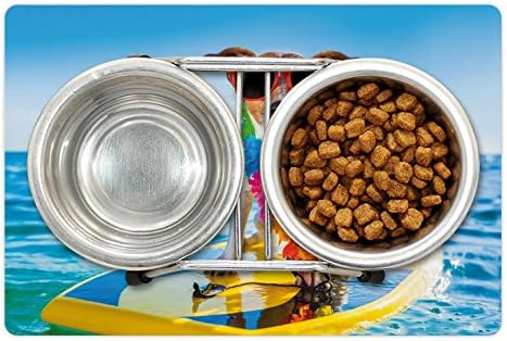 אמבסון לרכב את גל לחיות מחמד מחצלת עבור מזון ומים, כלב בים גלישה מגניב גור שחייה קומיקס החוף בעלי
