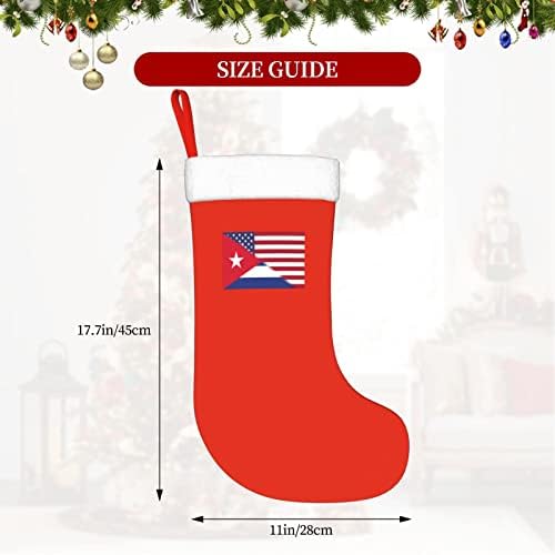 דגל אמריקה ודגל קובה דגל קובה גרבי חג המולד, מתנות למסיבת חג חג המולד לקישוטים לחג משפחתי 18 אינץ '